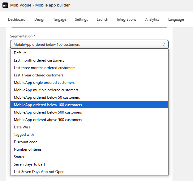 Segmentation conditions for targeting