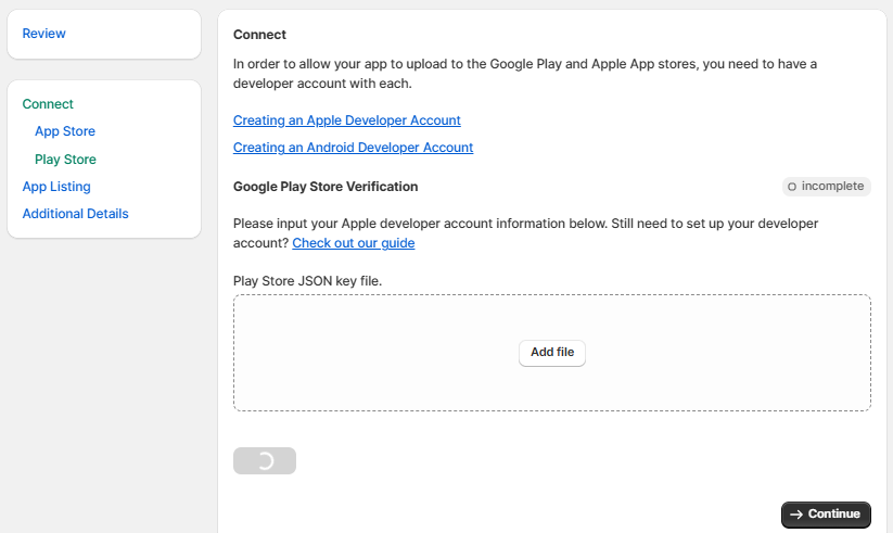 Connect Google Play developer details in MobiVogue